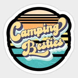 Camping Besties Retro Camping Lover Camper Best Friends Gift Sticker